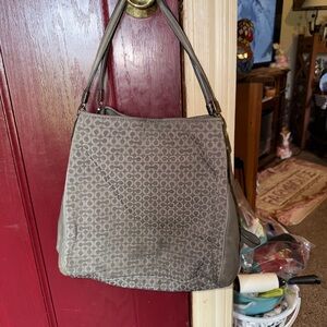 Coach Taupe Signature Jacquard Shoulder Bag